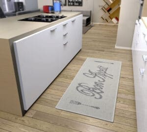 Cucina tæppe i farven Creme Grå lavet af 100% Polypropylen med en bagside af 100% Latex