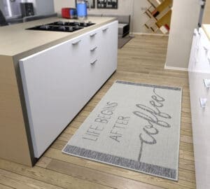 Cucina tæppe i farven Creme Grå lavet af 100% Polypropylen med en bagside af 100% Latex