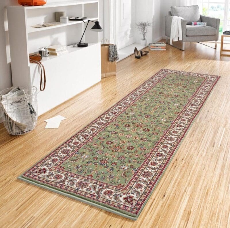 Herat tæppe i farven Grøn Creme lavet af 100% Polypropylene-Heatset med en bagside af Jute
