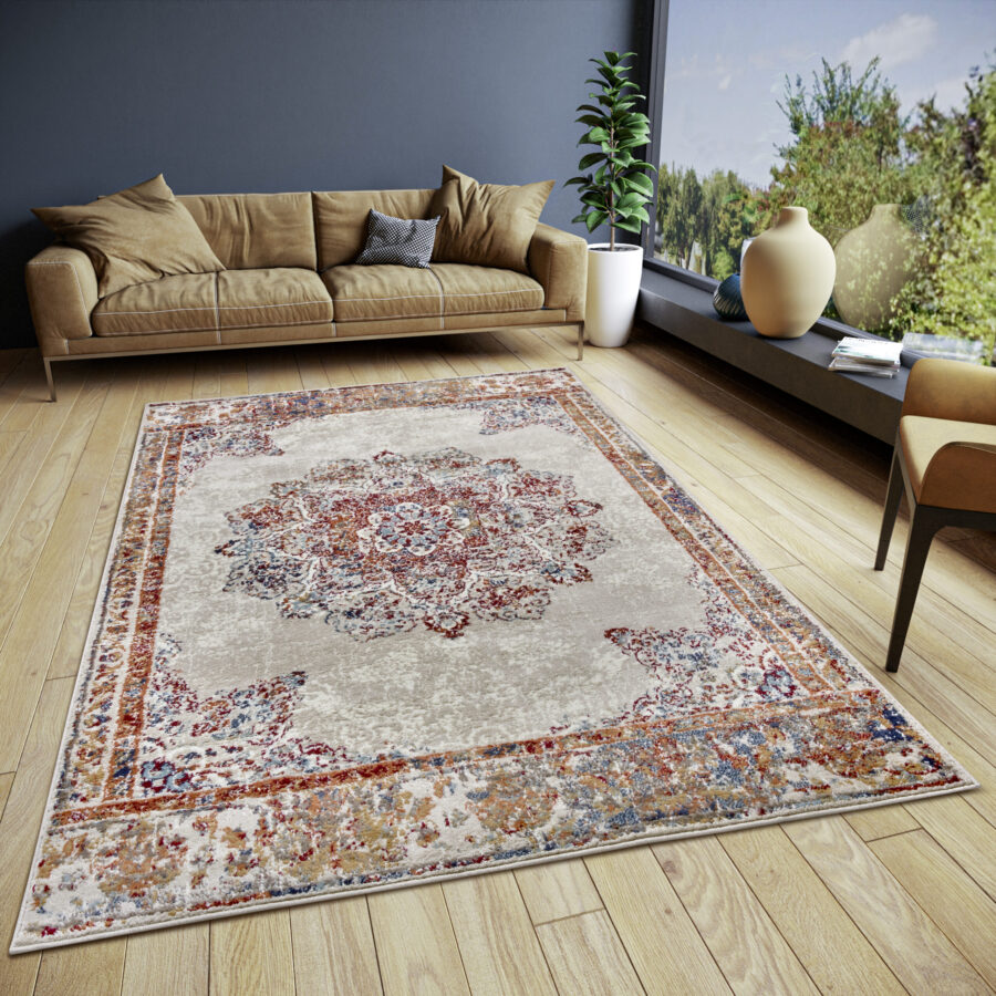 Luxor tæppe i farven Creme lavet af 100% Polypropylen med en bagside af 100% Jute / PP