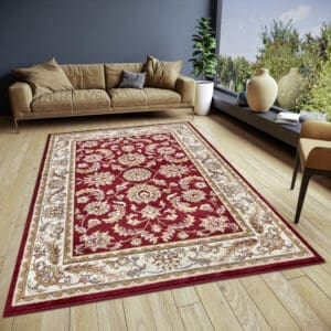 Luxor tæppe i farven Rød Creme lavet af 100% Polypropylen med en bagside af 100% Jute / PP