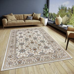 Luxor tæppe i farven Creme lavet af 100% Polypropylen med en bagside af 100% Jute / PP