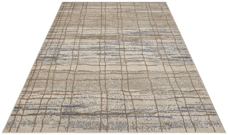 Terrain tæppe i farven Creme Blå lavet af 100% Polypropylen med en bagside af Jute / PP