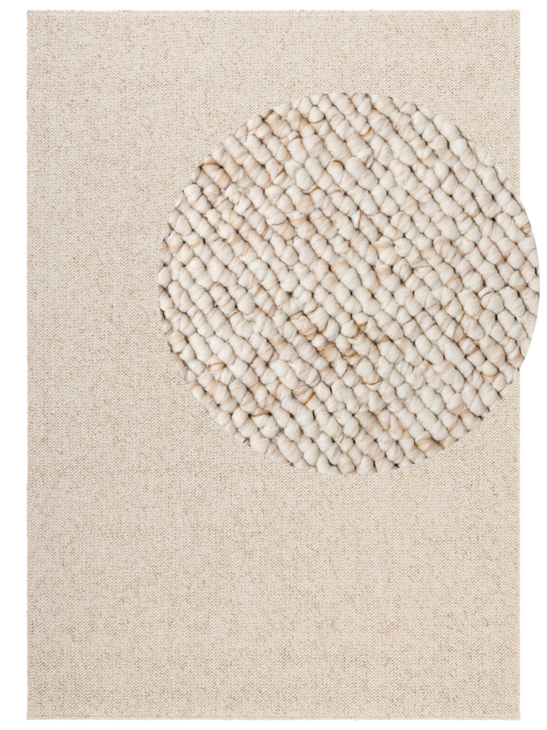 Moderne Rocco Tæppe – Cream i Uld-Look - Billede 3
