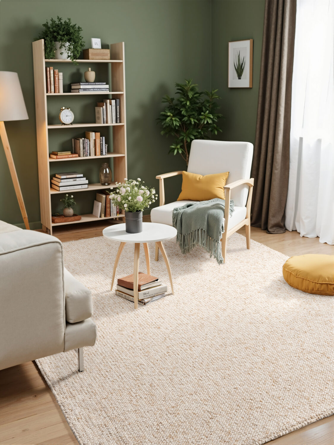 Moderne Rocco Tæppe – Cream i Uld-Look - Billede 7