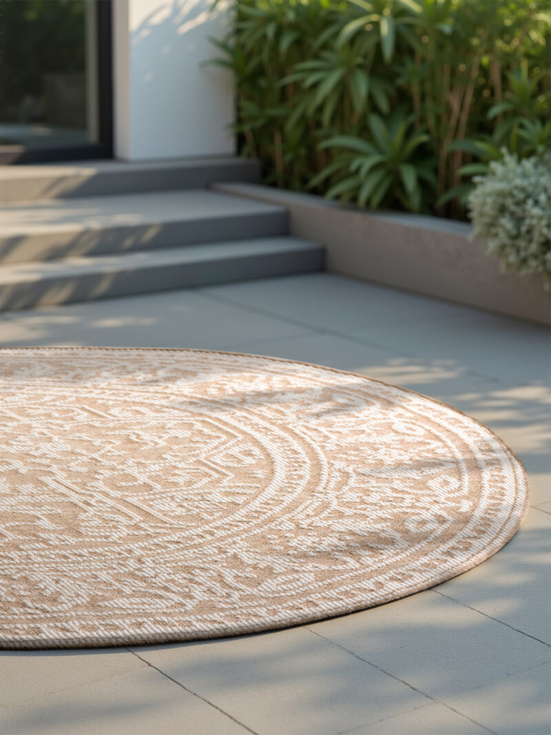 Udendørstæppe - Kona Beige Rund 160cm - Image 6