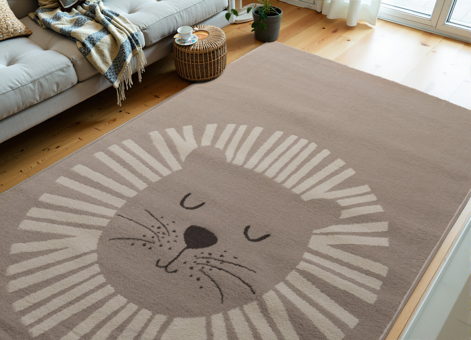Børnetæppe - Happy Lion Beige-cream - Billede 4