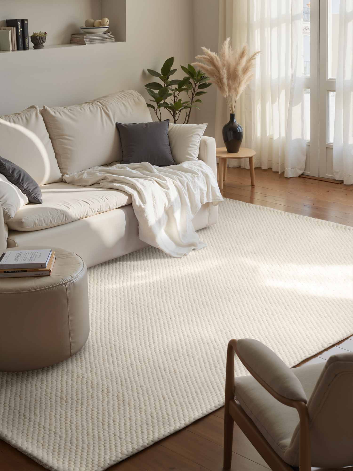 Elle Decoration Lyon Uldtæppe Beans - Natural-creme - Billede 5