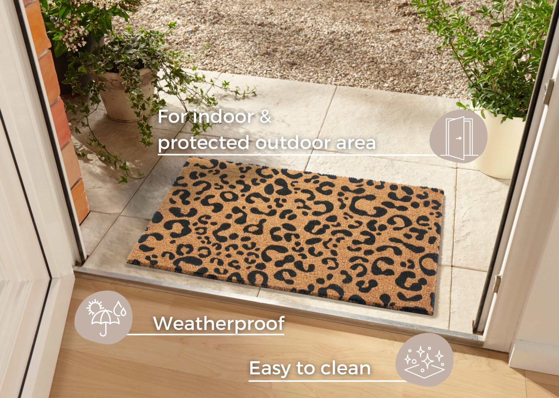 Dørmåtte Kokos - Leopard Look 75x45 - Billede 3