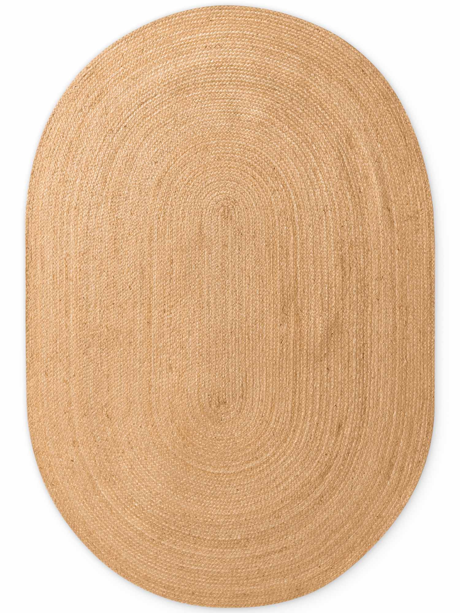Jute flettet tæppe - Oval Rangpur Gylden 160x230 cm