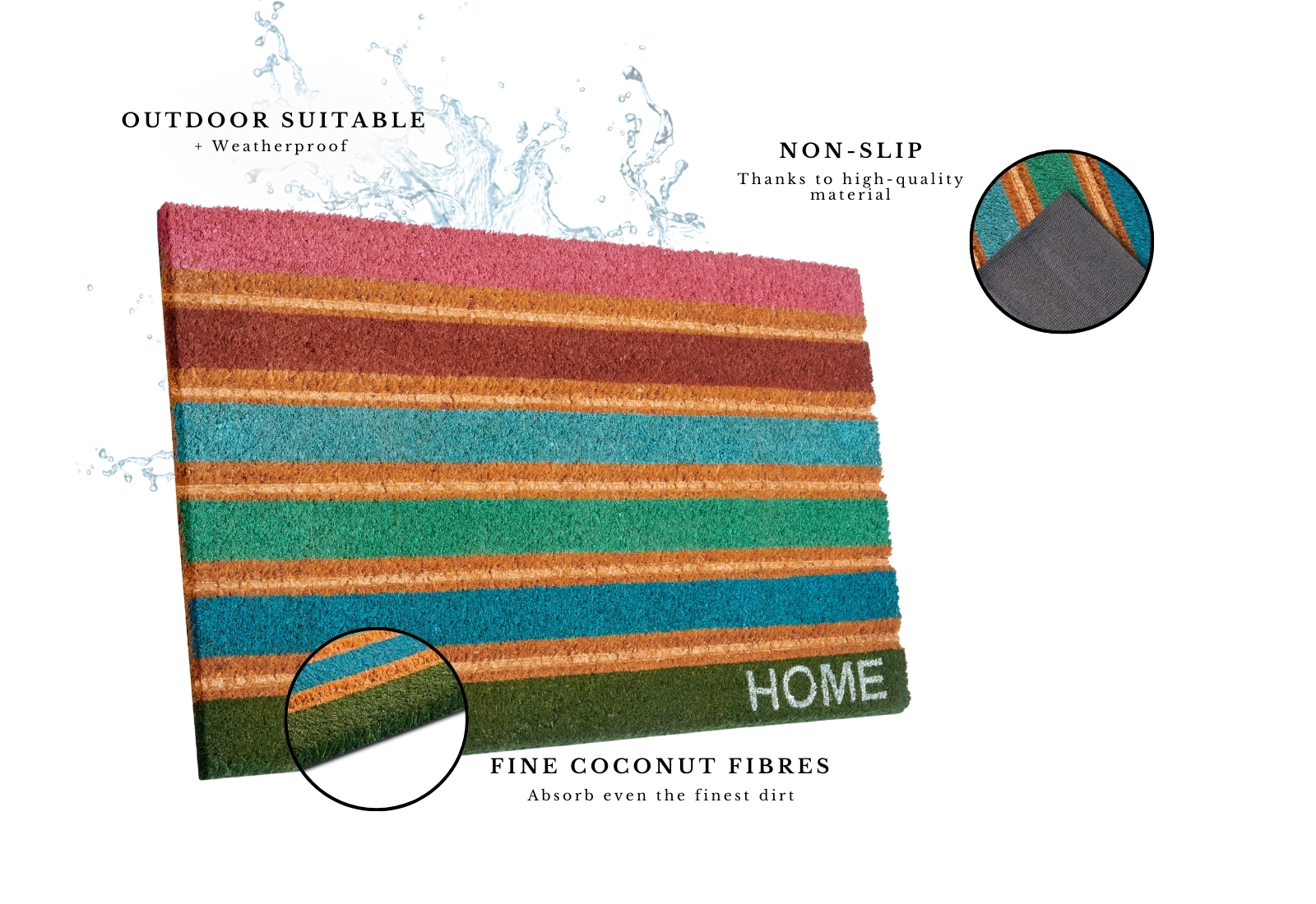 Hanse Home Mix Mats dørmåtte - Cocos Colorful Stripes - Billede 2