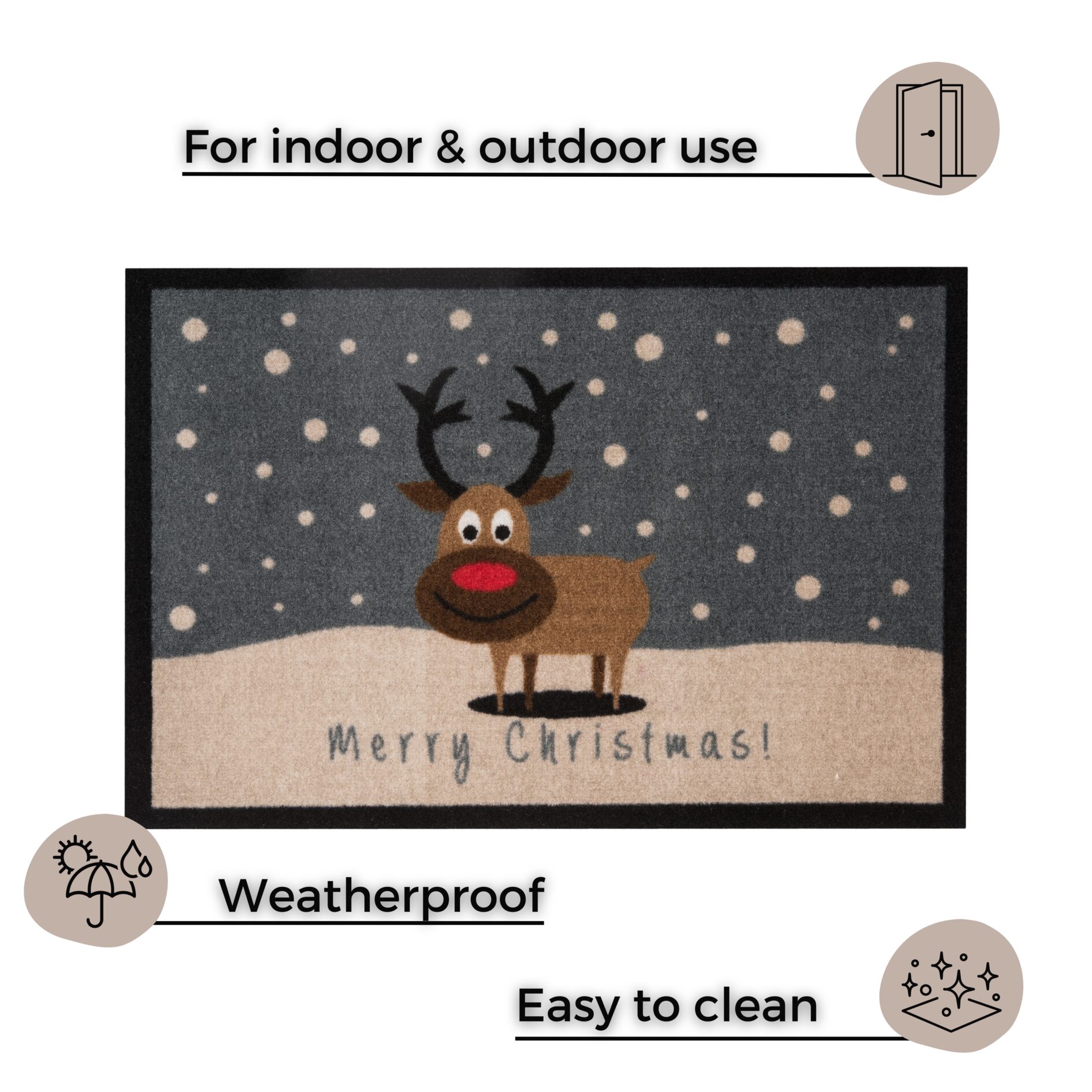 Design dørmåtte - Merry Christmas Reindeer 40x60 - Billede 3