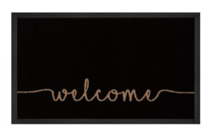 Design dørmåtte Hyggelig Velkomst 45x75 cm - Antracitbeige