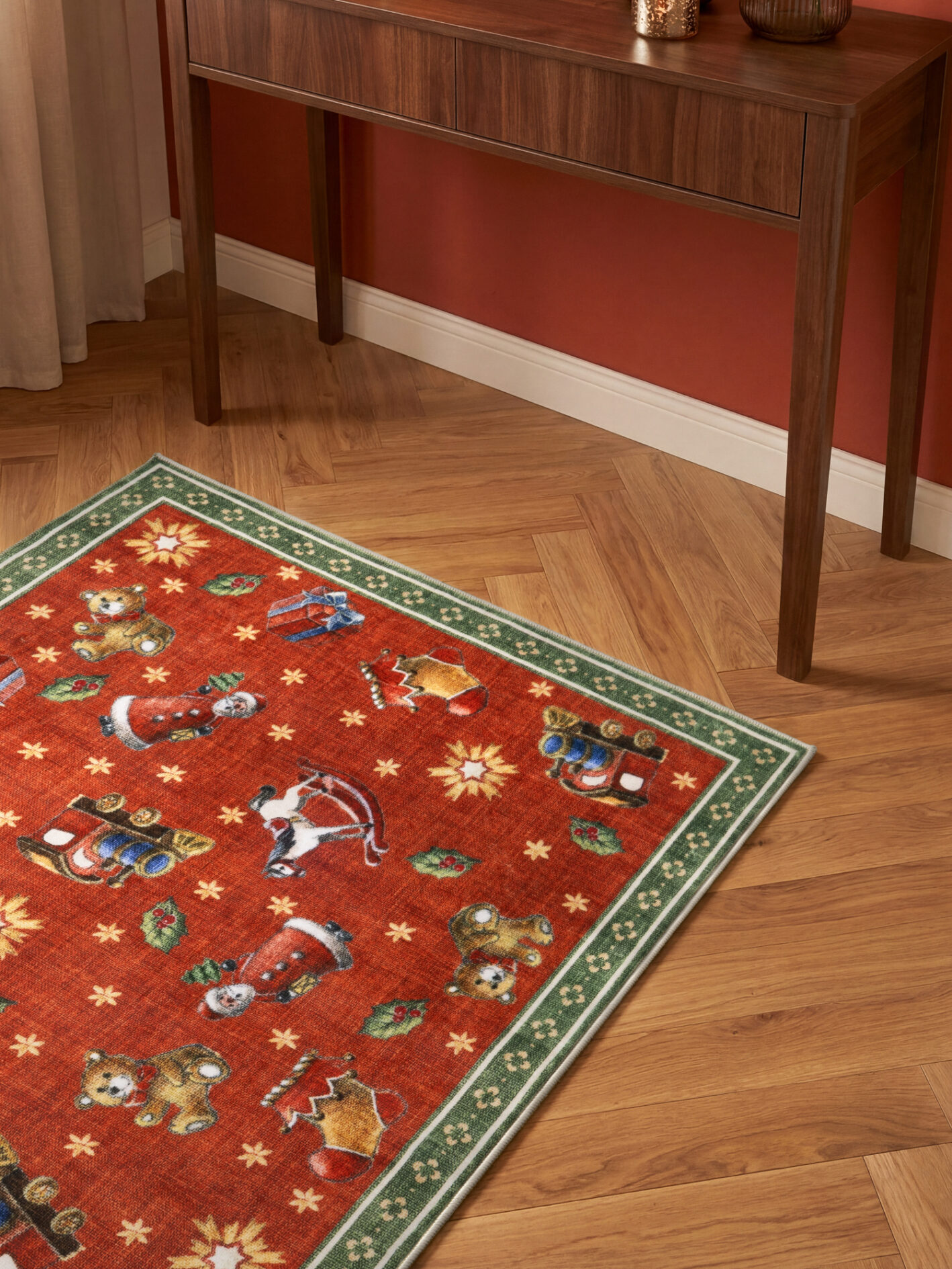 Villeroy & Boch Toy's Delight Design Rundt Tæppe Nostalgisk Noel - Rød-grøn
